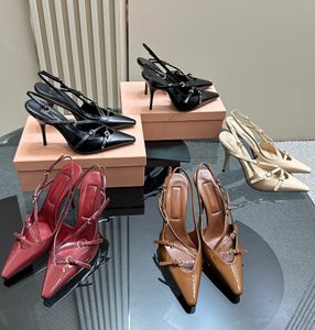 Más reciente de alta calidad sexy tacones de altura diseñador de lujo para mujeres bombas de folleto de punta puntiagudas de sábanas de fiesta sandalias de verano para mujeres zapatos de tacón