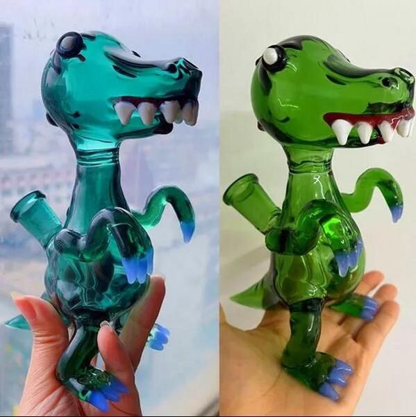 Verre dinosaure bong narguilés recycleur plates-formes pétrolières eau bongs tuyaux de fumée verre capiteux Dab tige inférieure Perc avec Joint de 14mm