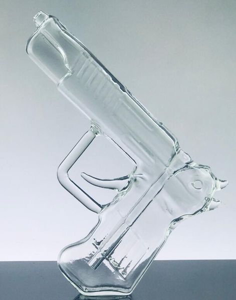 Bong de vidrio transparente con forma de pistola, tubo de agua de vidrio, vaporizador, percolador, accesorios para fumar, plataforma Perc Bong, botella para tabaco