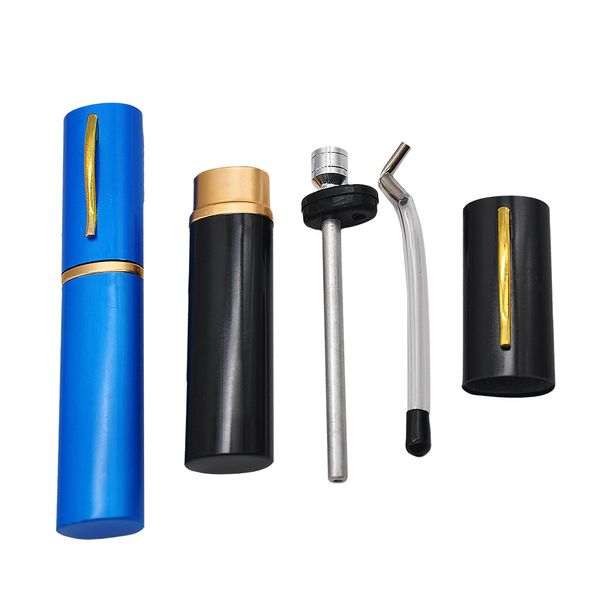 Le plus récent tuyau d'eau de tabac en métal de voyage de haute qualité en aluminium portable style stylo eau bong tuyau de tabac à fumer