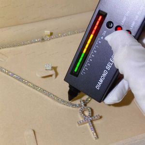 Nieuwste trend Hot Jewelry Set 925 Sterling Silver Geel Gouden Kruis hanger Moissanite Diamond ketting ketting