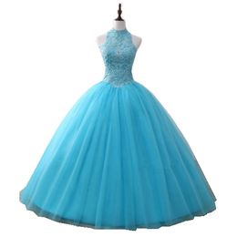 Nieuwste Tulle Sexy Baljurk Quinceanera Jurken 2019 Crystal Beads Lace Up Pageant Debutante Formele Avond Prom Party Town Al77