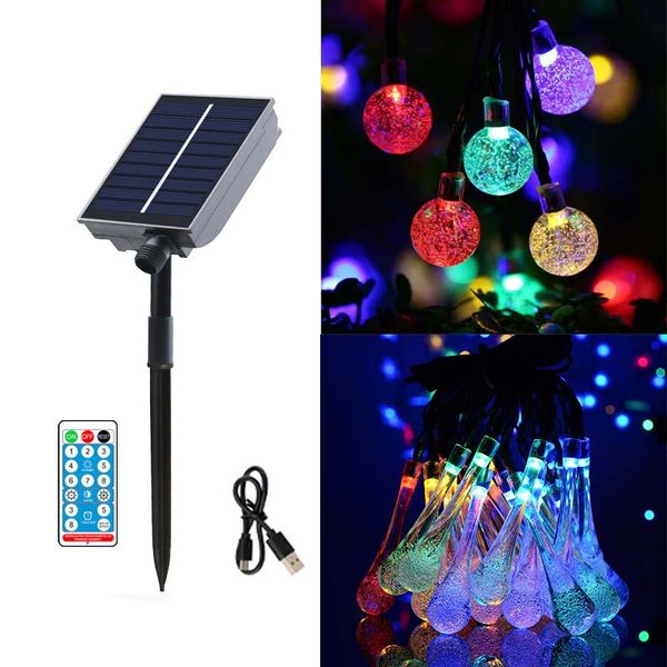 Guirlande lumineuse solaire améliorée avec télécommande, grand panneau solaire, jardin extérieur, éclairage féerique de noël, décoration de vacances, 8 Modes