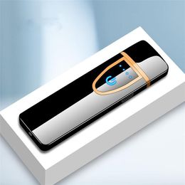 Nieuwste USB oplaadbare aanstekers elektronische lichtere vlamloze vlamloze touchscreen schakelaar kleurrijke winddichte lichter $ 92
