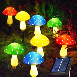 Nieuwste versie 8-pack zonne-lichten Decor, 8 modi Waterdichte buitengekleurige paddestoel LED Fairy Lamp voor kerst Halloween Garden Yard Lawn