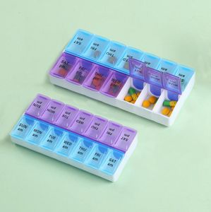 Newest Weekly Portable Travel Pill Cases Box 7 Days Organizer 14 Grids Pills Container Storage Tablets Vitamins Medicine Fish Oils