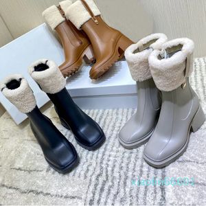 Nouvelles femmes bottes de pluie PVC noir gris Caramel caoutchouc chaussures d'eau bottines taille 35-40