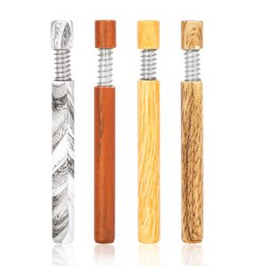 Nieuwste houten korrel draagbare metalen één hitter vleermuisveerpijp 78 mm aluminium snuff snuff snuffer buis kruid sigaretten dugout pijpen roken gereedschap accessoires