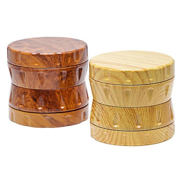 Le plus récent bois en bois broyeur d'herbes outil de fumage accessoires broyeur de tabac Miller 63mm 52mm 4 pièces broyeurs de chanfrein en métal Abrader