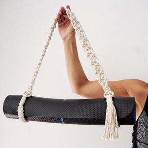 Nieuwste yoga mat draagband handgemaakte boho haak macrame verstelbare schouderband voor yogamat sling pilates oefening fitness