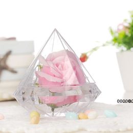Newgift Wrap Wedding Party Home Clear Diamond Shape Transparent Plastic Gunst Decoratie Candy Box EWD5984