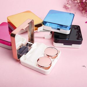 NOVEDAD Cajas reflectantes de alta calidad Estuches para lentes de contacto con espejo Contenedor colorido Caja de viaje linda EWE6273