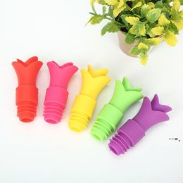 NEWHot Wine Bottle Stoppers Silicone Approved Food Grade Durable Wine pourer Bar Tools Drop Stop Liquid Pourer Stopper LLE9294