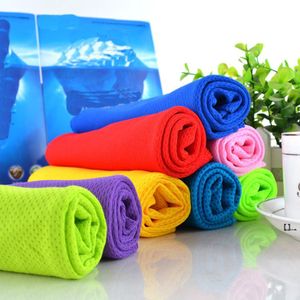 NOVEDADIce Cold Towel Single Layer Sports Cool Quick Dry Cooling Fabric Print Cotton Beach Toallitas Traje de baño EWD7688