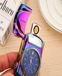 NewIntelligente elektrische veerlighter winddichte USB -type sigarettenaansteker sensor oplaadbare metalen horloge sportwagen novetly6464474