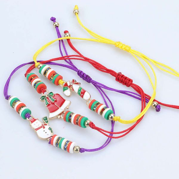 NewKids Bracelet de Noël coloré arbre de Noël Père Noël corde tissée collier coffret cadeau réglable pour les meilleurs amis perles amitié Y2k bijoux en gros