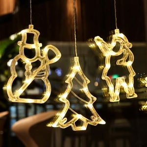 Newled Christmas String Light Ornament met zuigschijf Xmas Party Decoratie Home Venster Hanger Decoratieve Fairy Lights Battery Lle10689