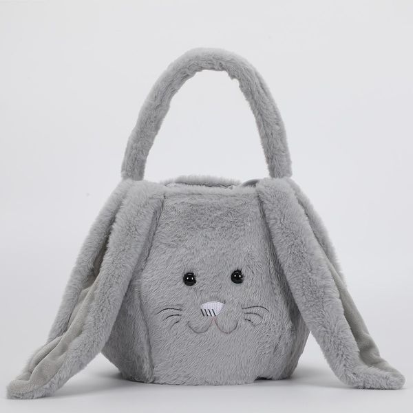 NEWLong Ear Sac de Pâques Festif Doux En Peluche Lapin De Pâques Panier Mignon Lapin Visage Seau En Plein Air Portable Shopping Sac À Main ZZB13092