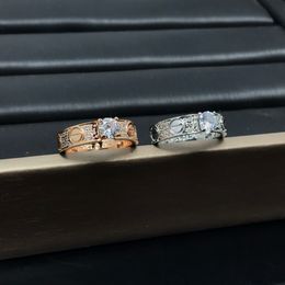 Nieuw aangekomen Diamond Full Sky Star Couple Love Ring Goud en Zilver Verlovingsring vrouw Bruiloft Accessoires Sieraden Cadeau Supply