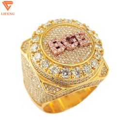 Nieuw aangekomen Iced Out Vvs Moissanite Championship Ring Hiphop Custom Letter Sieraden Gegraveerd S925 Heren Vierkant Verjaardag