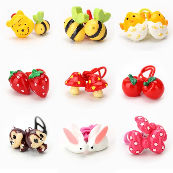 Accesorios de cuerda para el cabello para niños de nuevo diseño, tocado elástico de animales de dibujos animados para bebés, diademas para niñas, venta al por mayor, 10 unids/set Mix