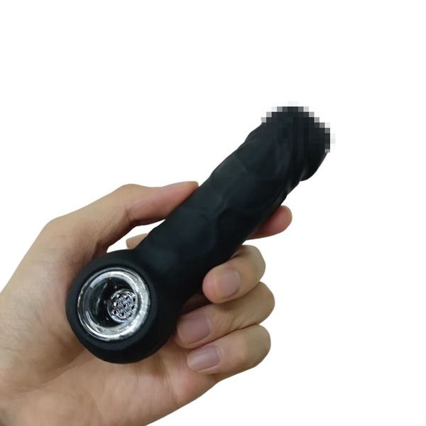 Tubo de silicona para pene masculino recientemente desarrollado con recipiente de vidrio Siliconas para fumar Dab Rigs Unbreakable Oil Rig Bongs Hookahs