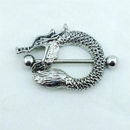 Nieuw Mode Niet-mainstream Tepelringen Rvs Retro Chinese Draak Body Piercing Jewelry282A