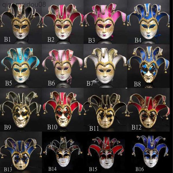 Nyligen exklusiv Venetian Masquerade Mask Europa och USA Halloween Clown Mask Show Supplies L230704