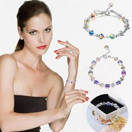 Nieuw Noorderlicht Armband Romantiek Fonkelende Kristallen Armband voor Vrouwen Meisjes Link Chain Armbanden DOD8861254O