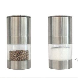 NEWManual Pepper Mill Salt Shakers One-handed Pepper Grinder Stainless Steel Spice Sauce Grinders Stick Kitchen Tools RRB12674