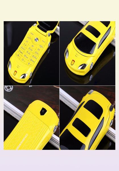 Newmind F15 177quot Mini téléphone portable en forme de voiture à rabat double carte SIM lumière LED Radio FM Bluetooth LED 1500 mAh téléphones portables 8813900