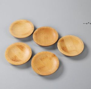 NUEVO Bambú natural pequeños platos redondos estera de té posavasos Sentimientos amorosos rurales salsa de madera y platos de vinagre Vajilla platos bandeja ZZF13002