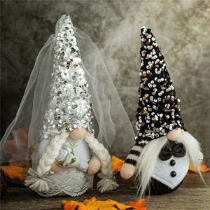 Fournitures de fête Mariée Mariée Robe de mariée Gnome Décoration Couple Poupée naine Ornements scandinaves Cadeaux de la Saint-Valentin RRB12902