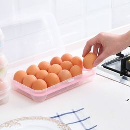 NUEVOCaja de almacenamiento de huevos de plástico Organizador Refrigerador Almacenamiento 15 Huevos Organizadores Contenedores Contenedor portátil al aire libre EWD7073