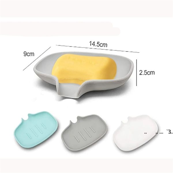 Porte-savon en silicone portable avec vidange Accessoires de salle de bain auto-videurs Support de rangement Porte-éponge de cuisine EWE6277