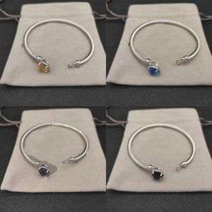 Noticias DY cable brazalete brazalete encanto azul diamante perla cabeza diseñador pulseras vintage exquisitas pulseras de alambre para mujeres de moda plateado zh158 c4