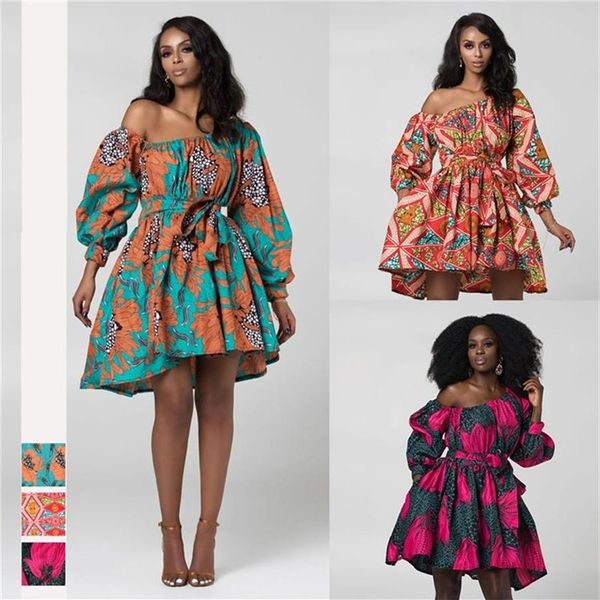 Nouvelles Mode Robes Africaines pour Femmes D'été Inclinable Épaule Deux Porter Dashiki Afrique Style Riche Bazin Dashiki Imprimer Top T200702349d