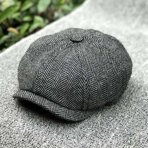 Casquette gavroche laine Tweed casquette octogonale pour hommes gris marron Gatsby chapeau bérets chapeau cabbies casque béret chapeaux NZ108304Q