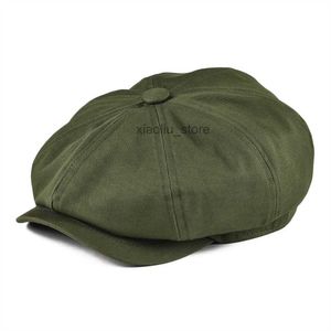 Newsboy Hats BOTVELA Newsboy Cap Men's Twill Cotton Eight Panel Hat Women's Baker Boy Caps Retro Big Large Hats Male Boina Green Beret HKD230718