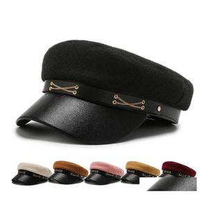 Sombreros de periódicos casuales militares sboy sboy boina de algodón boina plana plana vintage deportivo negro sombrero de cuero masculino entrega de moda acceso otbsb