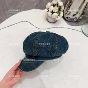 Newsboy Hats Designer 23 Nouveau chapeau octogonal de cowboy lavable en denim vintage chinois montre un petit visage, un sens minimaliste et avancé XXKN