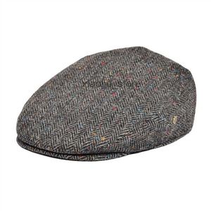 Newsboy Hats VOBOOM Ivy Cap Herringbone Flat Driving Caps 50% Wool Tweed Scally Hat Bunnet Paddy Dai Cheese-cutter Hats 200 HKD230718