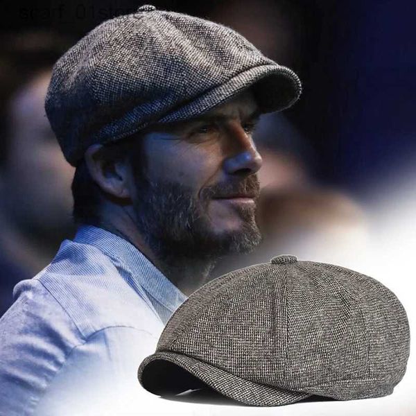 Gorros estilo vendedor de periódicos para hombre, gorros octogonales suaves para invierno, cálidos, Retro, para conductor, CsC24319