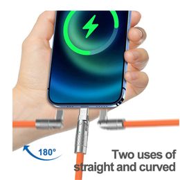 Câble de Charge rapide coudé à 180 degrés, rotatif de 120W, Charge Super rapide, pour iPhone, Samsung, Huawei, Android, ligne de données audacieuse, nouveauté