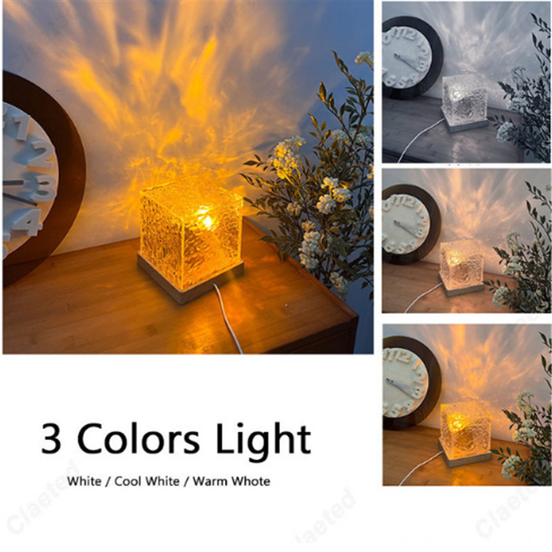 Lámpara de noche pequeña con diseño de agua giratoria, lámpara de ambiente de llama de noche creativa, lámpara de mesa dinámica, lámparas decorativas para dormitorio