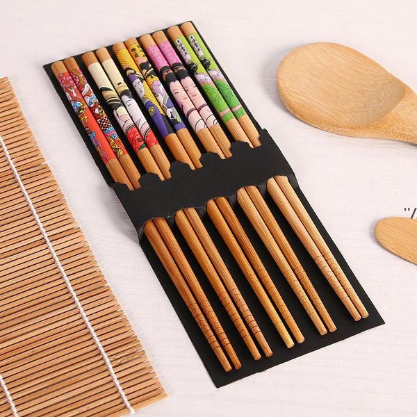 NEWSushi Outils de fabrication Kit de sushi en bambou comprenant 2 tapis roulants 1 palette 1 épandeur 5 paires de baguettes RRA8017