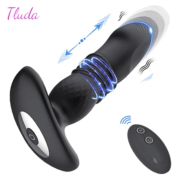 Newtelescópico vibratoria Butt tapón anal Vibrador inalámbrico juguetes de sexo remoto para mujeres consolador anal prostato masajeador de hombres buttplug