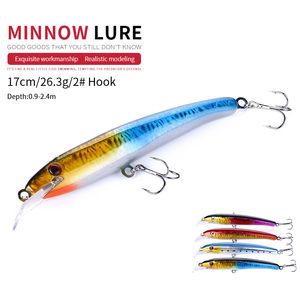 NEWUP 4 Uds 17cm 26,3g Minnow señuelo de pesca ojos 3D cebo duro Artificial Jig Wobblers aparejos de pesca