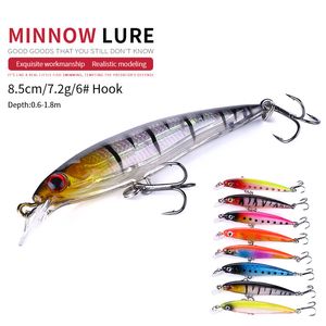 NEWUP 8 pièces 8.5 cm 7.2g haute qualité méné leurre de pêche 3D Eye basse Topwater appât dur manivelle wobblers leurre matériel de pêche