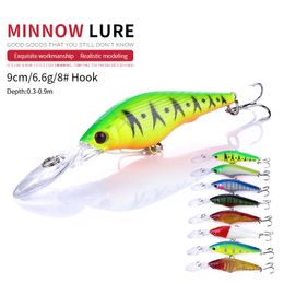 NEUP 80 STKS 9 cm 6.6G Wobbler Vissen Lokken Grote Crankbait Minnow Peche Bass Trolling Kunstmatige Aas